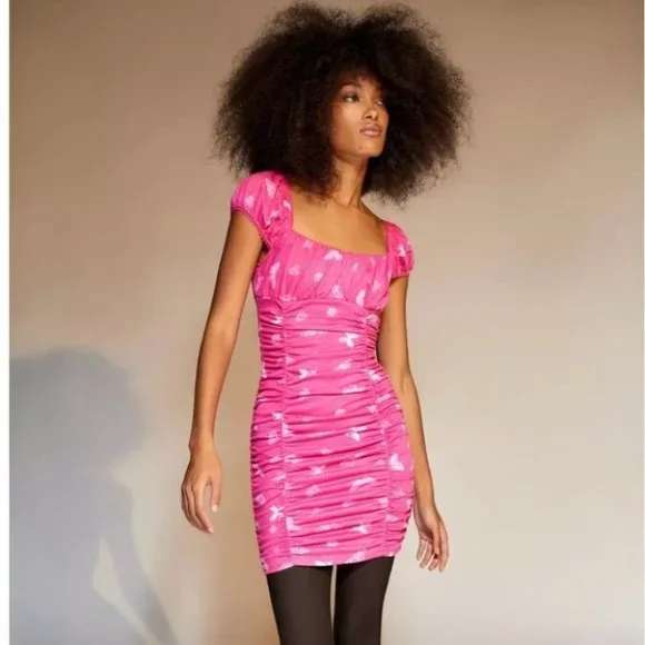 Brenan Printed Ruched Mini Dress - Picture 1 of 4